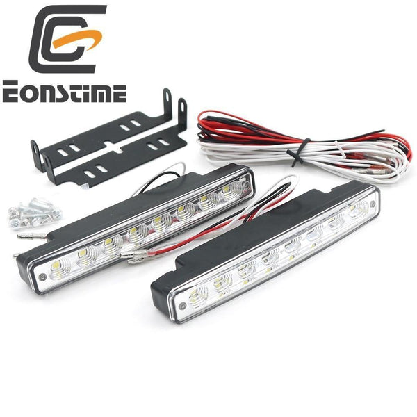 Planet Gates China / B   3wire White Universal 2 PCS 12V Car 8 LED DRL Driving Daytime Running Day LED Light Head Lamp Super +turns Off Light Features
