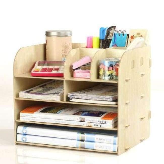 Planet Gates Office Organizer Wooden Office Desk Sets Desk File Organizer Multifunctional Office Desk Accessories Document Storage Box