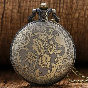 Planet Gates China Bell ACDC Pattern Quartz Pocket Watch Unisex Stainless Steel Case Arabic Numerals White Dial Necklace Chain Gifts