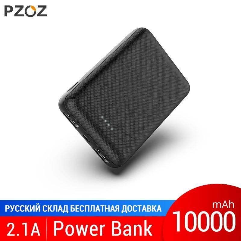 Planet Gates China / Black 10000mAh PZOZ Power Bank 10000mAh Dual USB Mobile Phone External Battery Fast Charge For iphone X xiaomi Portable Charger mini PowerBank