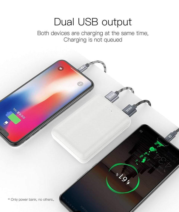 Planet Gates China / Black 10000mAh PZOZ Power Bank 10000mAh Dual USB Mobile Phone External Battery Fast Charge For iphone X xiaomi Portable Charger mini PowerBank
