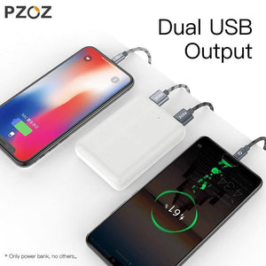 Planet Gates China / Black 10000mAh PZOZ Power Bank 10000mAh Dual USB Mobile Phone External Battery Fast Charge For iphone X xiaomi Portable Charger mini PowerBank