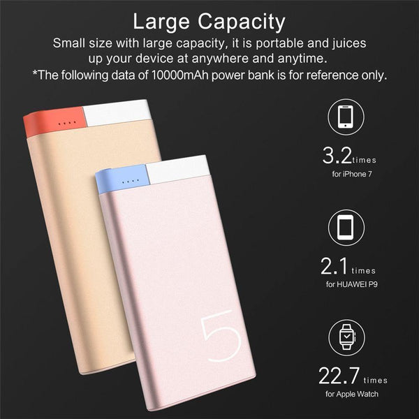 Planet Gates China / Black 10000mah ROCK 10000mAh Power Bank Portable Phone Charger Powerbank For iPhone 7 6  for Xiaomi 6 External Battery with Dual Input Ports