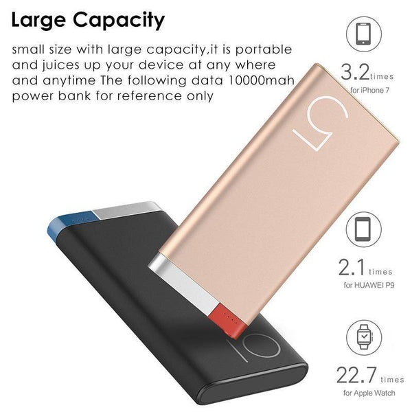 Planet Gates China / Black 10000mah ROCK 10000mAh Power Bank Portable Phone Charger Powerbank For iPhone 7 6  for Xiaomi 6 External Battery with Dual Input Ports