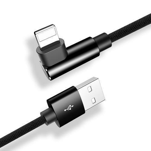 Planet Gates China / Black / 120cm ROCK L-Shape USB Mobile Phone Cable For iPhone X 8 7 6 6s Plus se 5 iPad Air Mini Fast Charging Charger Data Mobile Phone Cord
