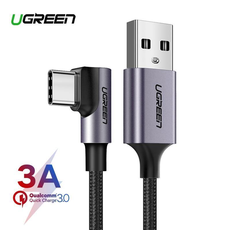 Planet Gates China / Black / 1m Ugreen Nylon USB C Cable 90 Degree Fast Charger USB Type C Cable for Xiaomi Mi 8 Samsung Galaxy S9 Plus Mobile Phone USB-C Cord