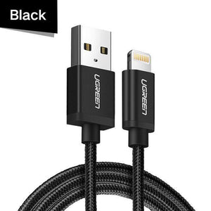 Planet Gates China / Black / 25cm Ugreen MFi USB Cable for iPhone Xs Max 7 Plus 2.4A Fast Charging Lightning Cable for iPhone 6 USB Data Cable Phone Charger Cable