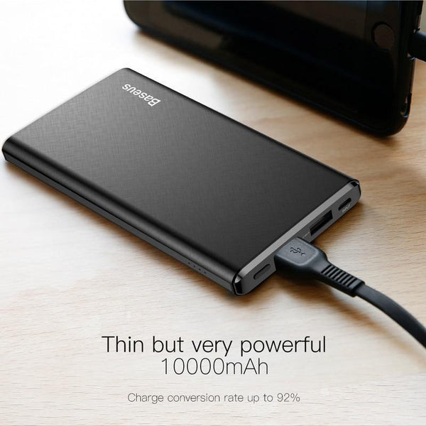 Planet Gates China / Black Baseus 10000mAh Power Bank For iPhone Huawei Xiaomi OnePlus Ultra Slim Powerbank Poverbank Mobile Phone External Battery Charger