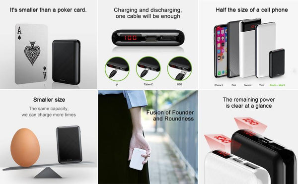 Planet Gates China / Black Baseus 10000mAh Power Bank Portable USB C PD Charging Charger 10000 mAh Powerbank For iPhone Xiaomi External Battery Poverbank