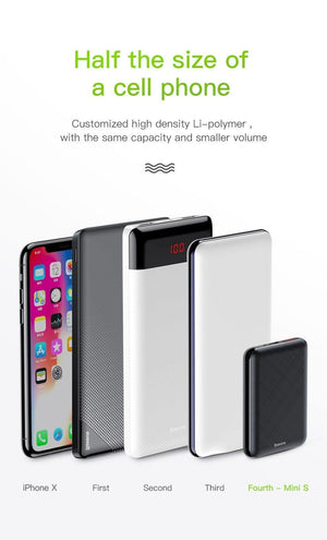 Planet Gates China / Black Baseus 10000mAh Power Bank Portable USB C PD Charging Charger 10000 mAh Powerbank For iPhone Xiaomi External Battery Poverbank
