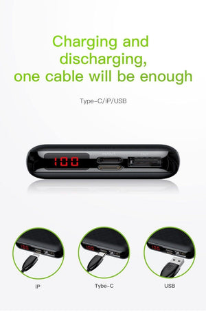 Planet Gates China / Black Baseus 10000mAh Power Bank Portable USB C PD Charging Charger 10000 mAh Powerbank For iPhone Xiaomi External Battery Poverbank