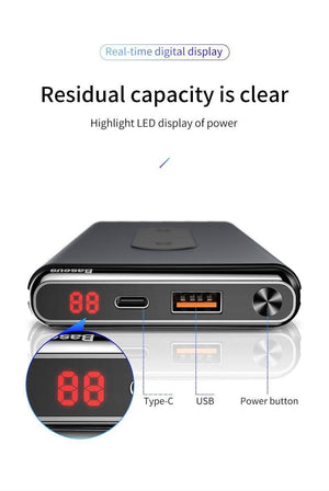 Planet Gates China / Black Baseus 10000mah Quick Charge 3.0 Power Bank Qi Wireless Charger Poverbank For iPhone Xiaomi mi USB C PD Fast Charging Powerbank