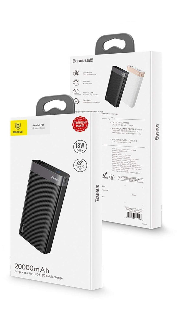 Planet Gates China / Black Baseus 20000mAh Power Bank For iPhone Huawei Powerbank USB Type C PD + Quick Charger 3.0 Fast Charging External Battery Pack