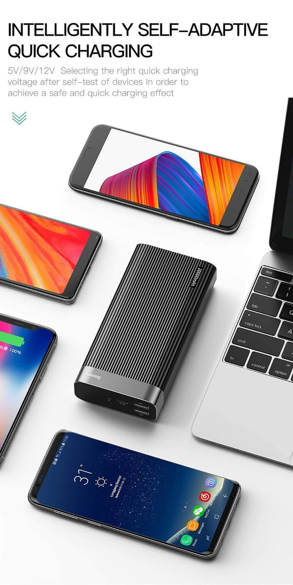 Planet Gates China / Black Baseus 20000mAh Power Bank For iPhone Huawei Powerbank USB Type C PD + Quick Charger 3.0 Fast Charging External Battery Pack