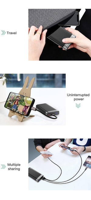 Planet Gates China / Black Baseus 20000mAh Power Bank For iPhone Huawei Powerbank USB Type C PD + Quick Charger 3.0 Fast Charging External Battery Pack