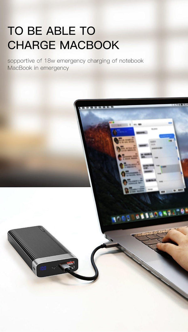 Planet Gates China / Black Baseus 20000mAh Power Bank For iPhone Huawei Powerbank USB Type C PD + Quick Charger 3.0 Fast Charging External Battery Pack