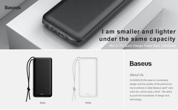 Planet Gates China / Black Baseus 20000mAh Power Bank For iPhone Huawei Xiaomi mi 20000 mAh USB C PD Charging Powerbank External Battery Charger PoverBank