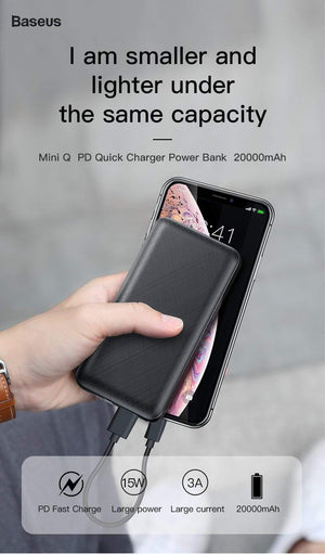 Planet Gates China / Black Baseus 20000mAh Power Bank For iPhone Huawei Xiaomi mi 20000 mAh USB C PD Charging Powerbank External Battery Charger PoverBank
