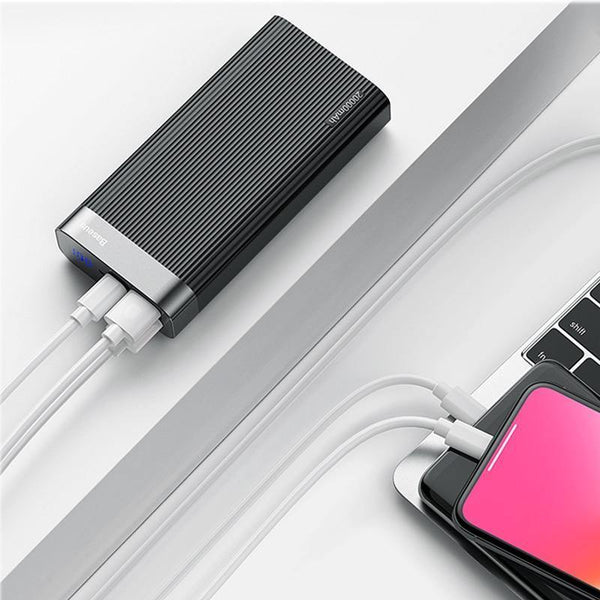 Planet Gates China / Black Baseus 20000mAh Quick Charge 3.0 Power Bank LED Display Dual USB Type C PD Fast Charging External Battery Pack Charger Powerbank