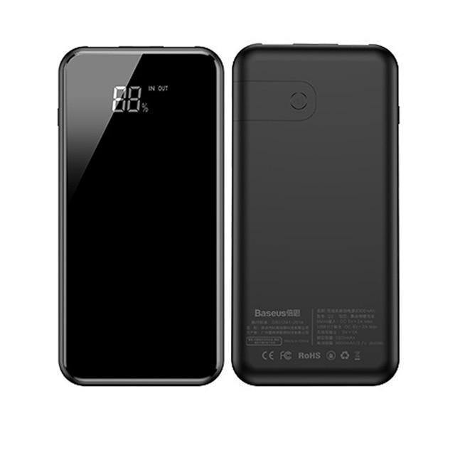 Planet Gates China / Black Baseus 8000mAh QI Wireless Charger Power Bank For iPhone XS Max Xiaomi LCD Dual USB External Battery Wireless Charging Powerbank