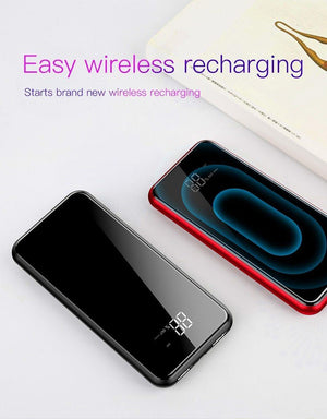 Planet Gates China / Black Baseus 8000mAh QI Wireless Charger Power Bank For iPhone XS Max Xiaomi LCD Dual USB External Battery Wireless Charging Powerbank