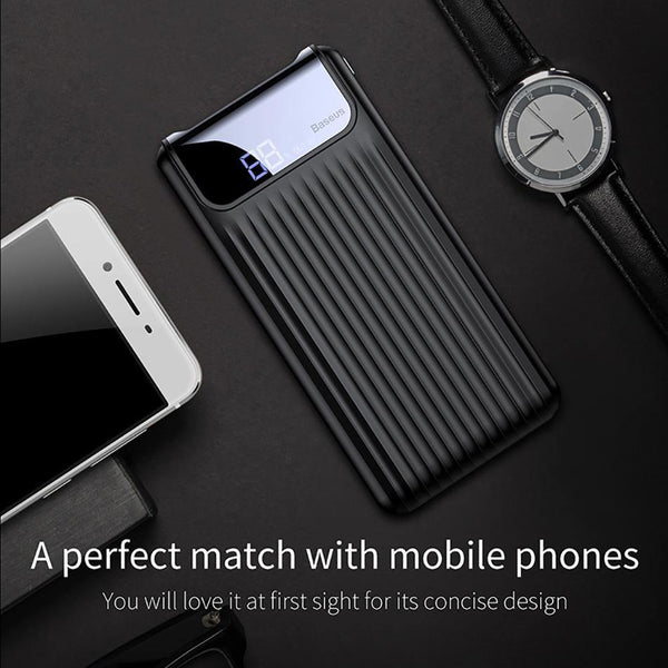 Planet Gates China / Black Baseus Quick Charge 3.0 10000mAh Power Bank LCD 10000 mAh Powerbank External Battery Charger For Mobile Phone Pover Poverbank