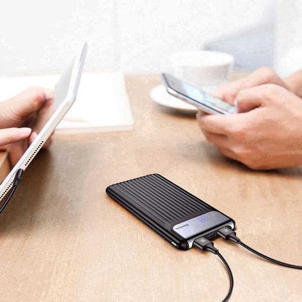 Planet Gates China / Black Baseus Quick Charge 3.0 10000mAh Power Bank LCD 10000 mAh Powerbank External Battery Charger For Mobile Phone Pover Poverbank