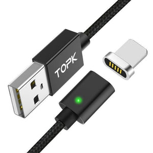 Planet Gates China / Black Cable / 1M For 8-Pin TOPK Magnetic USB Cable For iPhone Xs Max Micro USB Type C Magnet Charger  Data Charging Moblie Phone Cables for Samsung Xiaomi