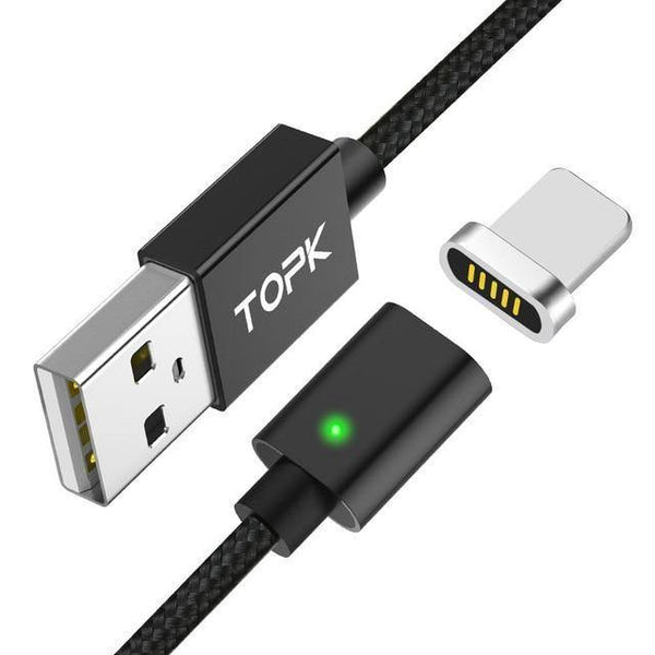 Planet Gates China / Black Cable / 1M For 8-Pin TOPK Magnetic USB Cable For iPhone Xs Max Micro USB Type C Magnet Charger  Data Charging Moblie Phone Cables for Samsung Xiaomi
