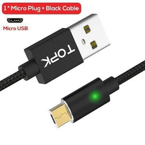 Planet Gates China / Black Cable / 1m TOPK 1M(3.3ft) FLine-Mini LED Magnetic Cable for Samsung S7 Micro USB Devices Mobile Phone Cable Magnet Charger Microusb Cable
