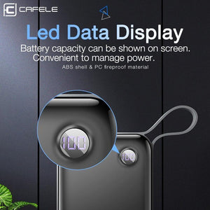 Planet Gates China / Black CAFELE 10000 mAh Power Bank Dual USB Output External Battery Pack Micro and Type C Input Power Bank LED Display 5V 2.1A