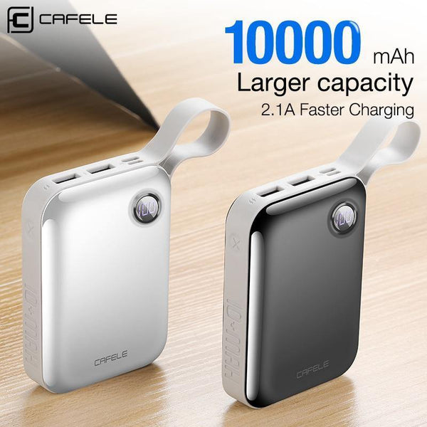Planet Gates China / Black CAFELE 10000 mAh Power Bank Dual USB Output External Battery Pack Micro and Type C Input Power Bank LED Display 5V 2.1A