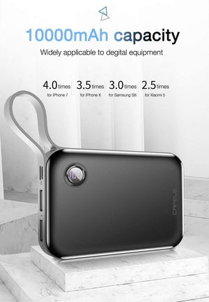 Planet Gates China / Black CAFELE 10000 mAh Power Bank Dual USB Output External Battery Pack Micro and Type C Input Power Bank LED Display 5V 2.1A