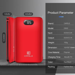 Planet Gates China / black CAFELE 8000mAh Dual USB Power Bank Built-in Output External Battery Charging For iPhone Samsung Huawei Xiaomi LED Display