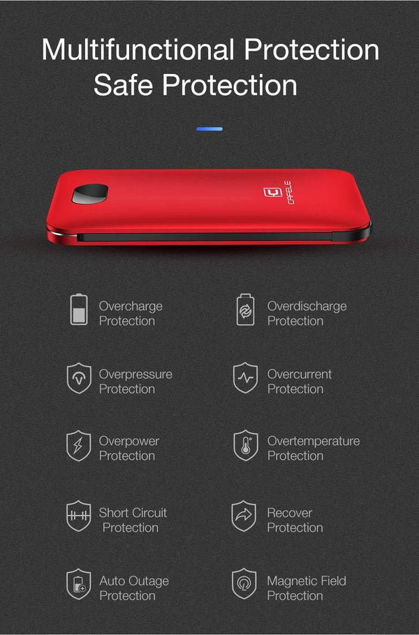 Planet Gates China / black CAFELE 8000mAh Dual USB Power Bank Built-in Output External Battery Charging For iPhone Samsung Huawei Xiaomi LED Display