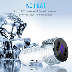 Planet Gates China / Black Car Charger ROCK Mini Dual USB Car Charger LED Display Universal 3.4A Mobile Phone Tablet Fast Charging Usb Charger for Car 2 Usb Adapter