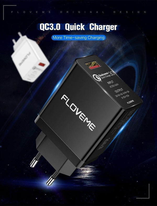 Planet Gates China / Black EU Plug FLOVEME 18W Quick Charge 3.0 USB Charger & QC 2.0 Wall Phone Charger For iPhone Samsung S8 S9 Xiaomi mi 8 Fast Charger For Phone