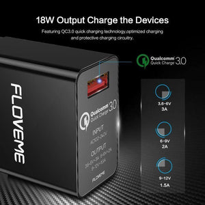 Planet Gates China / Black EU Plug FLOVEME 18W Quick Charge 3.0 USB Charger & QC 2.0 Wall Phone Charger For iPhone Samsung S8 S9 Xiaomi mi 8 Fast Charger For Phone