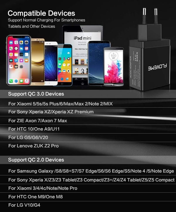 Planet Gates China / Black EU Plug FLOVEME 18W Quick Charge 3.0 USB Charger & QC 2.0 Wall Phone Charger For iPhone Samsung S8 S9 Xiaomi mi 8 Fast Charger For Phone