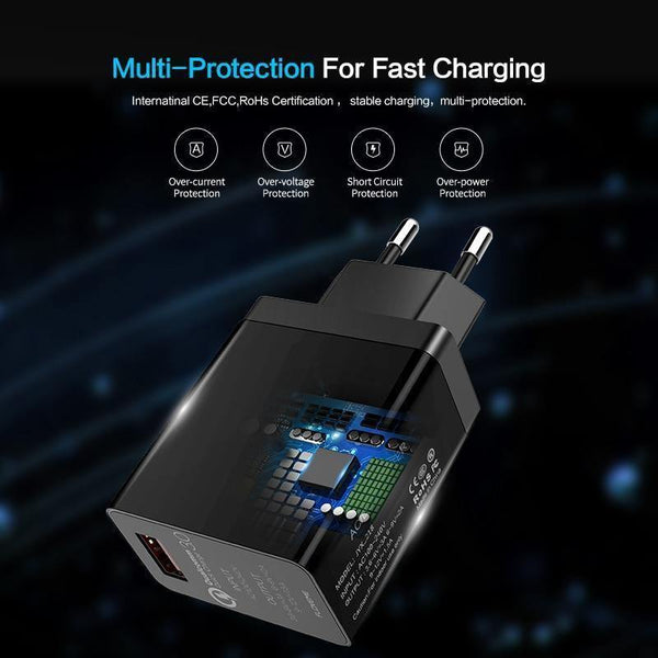 Planet Gates China / Black EU Plug FLOVEME 18W Quick Charge 3.0 USB Charger & QC 2.0 Wall Phone Charger For iPhone Samsung S8 S9 Xiaomi mi 8 Fast Charger For Phone