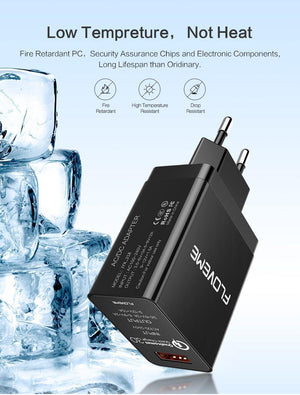 Planet Gates China / Black EU Plug FLOVEME 18W Quick Charge 3.0 USB Charger & QC 2.0 Wall Phone Charger For iPhone Samsung S8 S9 Xiaomi mi 8 Fast Charger For Phone