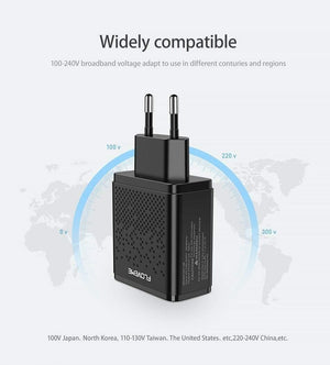 Planet Gates China / Black EU Plug FLOVEME Dual USB Charger for iPhone X 7 8 iPad 5V 2.4A Fast Charging Wall Phone Charger for Xiaomi Huawei Mate 20 Pro EU Adapter