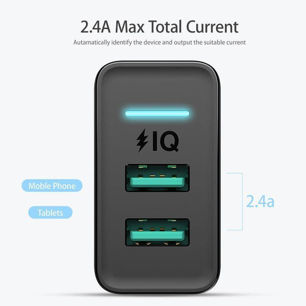 Planet Gates China / Black EU Plug FLOVEME Dual USB Charger for iPhone X 7 8 iPad 5V 2.4A Fast Charging Wall Phone Charger for Xiaomi Huawei Mate 20 Pro EU Adapter