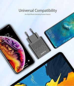 Planet Gates China / Black EU Plug FLOVEME Dual USB Charger for iPhone X 7 8 iPad 5V 2.4A Fast Charging Wall Phone Charger for Xiaomi Huawei Mate 20 Pro EU Adapter