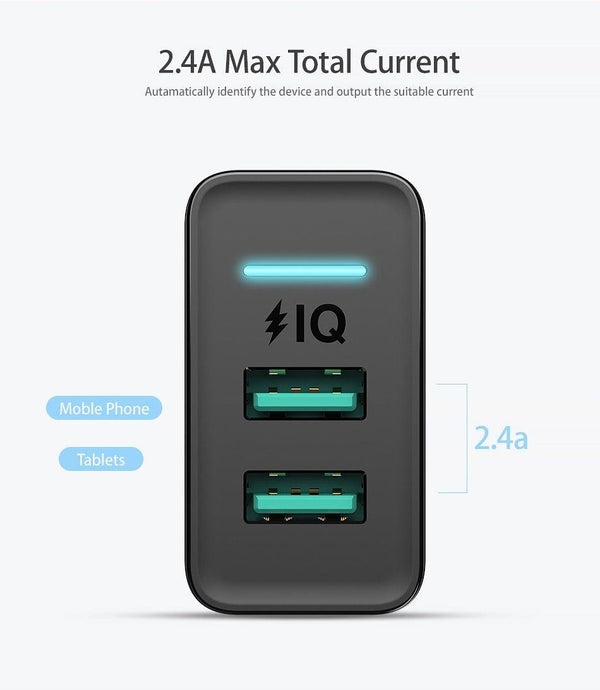 Planet Gates China / Black EU Plug FLOVEME Dual USB Charger for iPhone X 7 8 iPad 5V 2.4A Fast Charging Wall Phone Charger for Xiaomi Huawei Mate 20 Pro EU Adapter