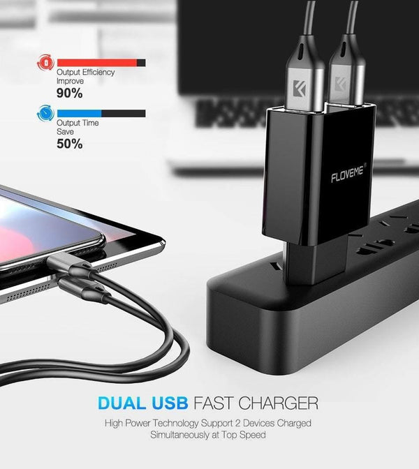 Planet Gates China / Black EU Plug FLOVEME USB Charger 2 Ports LED Display Smart Mobile Phone Charger For iPhone Samsung Xiaomi Tablet Wall Travel Adapter EU Plug