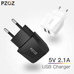 Planet Gates China / Black  EU Plug PZOZ Dual USB Charger 2a Fast Charging Travel EU Plug Adapter portable Wall charger Mobile Phone cable For iphone Samsung xiaomi