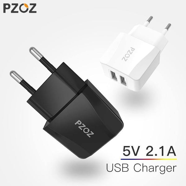 Planet Gates China / Black  EU Plug PZOZ Dual USB Charger 2a Fast Charging Travel EU Plug Adapter portable Wall charger Mobile Phone cable For iphone Samsung xiaomi