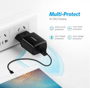 Planet Gates China / Black EU Plug Ugreen 5V 2.1A USB Charger for iPhone X 8 7 iPad Fast Wall Charger EU Adapter for Samsung S9 Xiaomi Mi 8 Mobile Phone Charger
