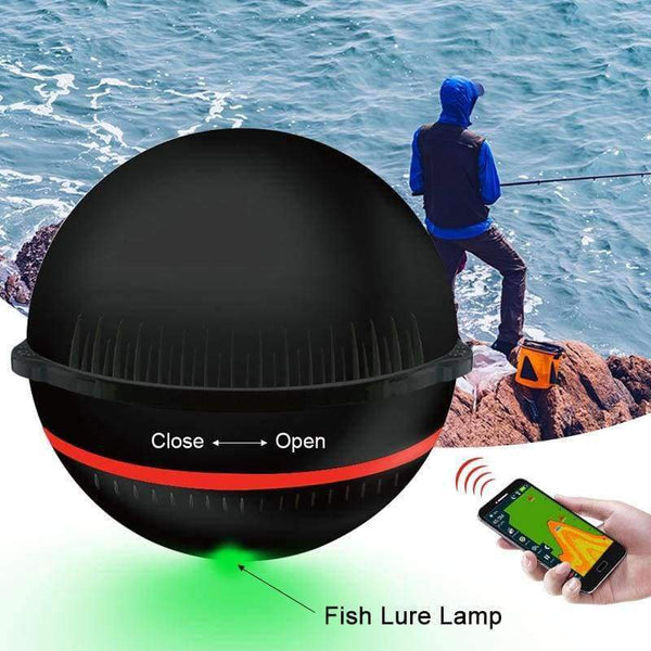 Planet Gates China / Black F3W Portable Sonar Fish Finder Lamp Bluetooth Wireless Sonar For Iphone Fish Lamp 36M/118ft Depth Echo Sounder Sea Fishing